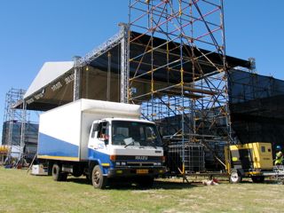 Outdoor set up with truck
and generator